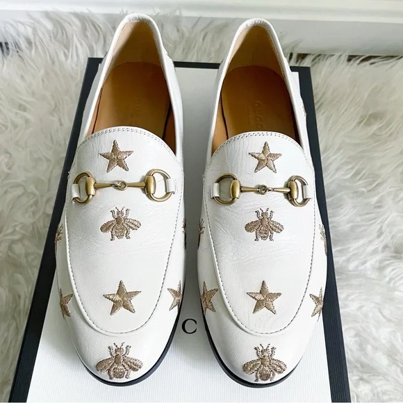Gucci Bee Star Embroidered Leather Loafer White
Gold size 36.5 NEW - Picture 1 of 9
